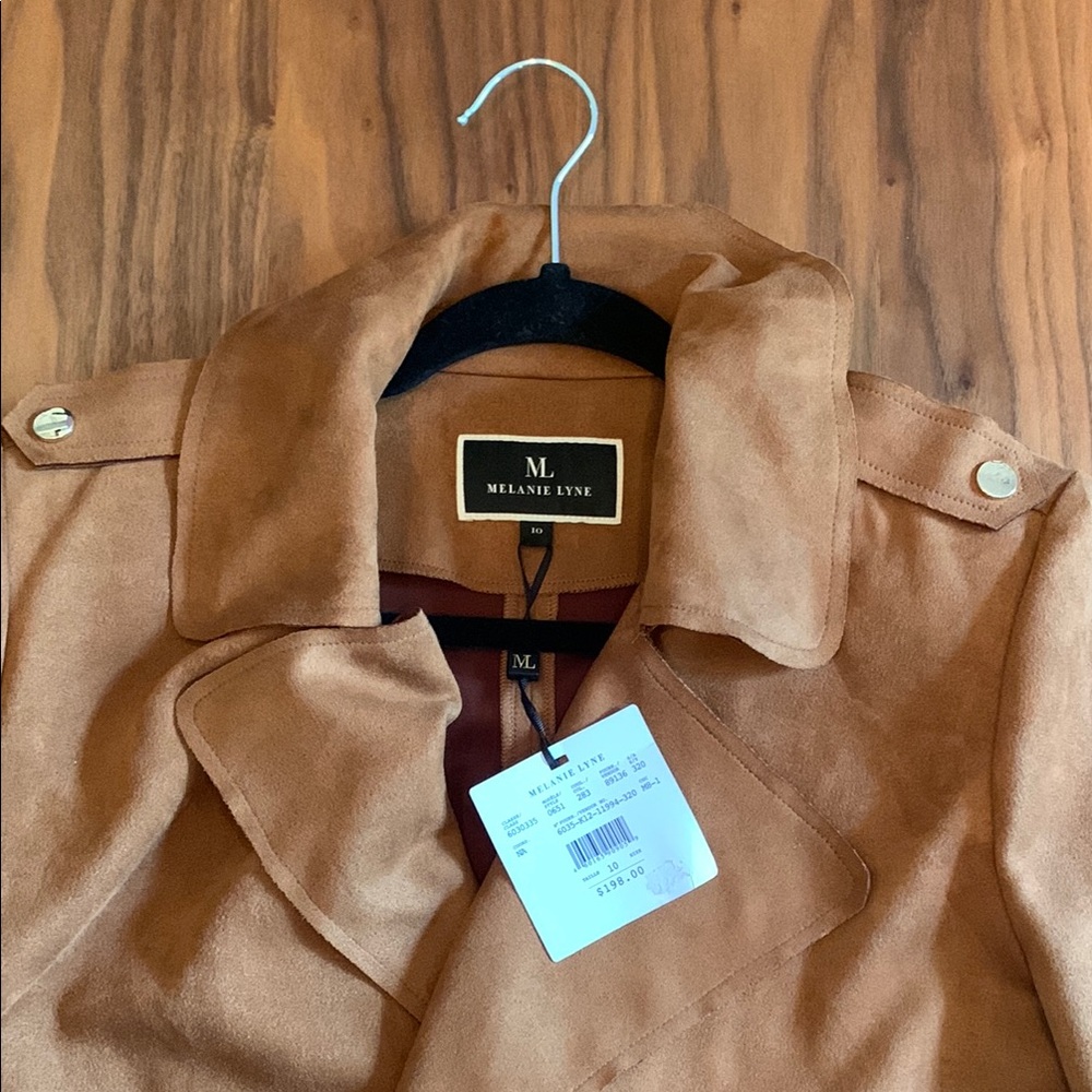NWT Womens Size 10 / M Melanie Lyne Tan Suede Coat Lightweight Classic